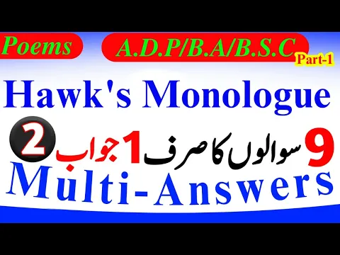 BSc/ADP/BA Poems Hawks Monologue Lecture, Notes, Summary | BA English Poems Important Question