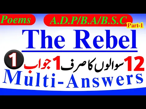 BA English Poems, The Rebel Summary, Important Question, Answer Lectures & Notes | BSc, ADP Notes