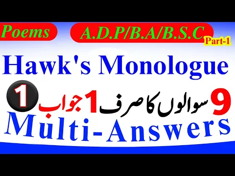 BA English Poems Hawks Monologue Notes, Important Question, Lectures & Summary|BSc/ADP English Notes